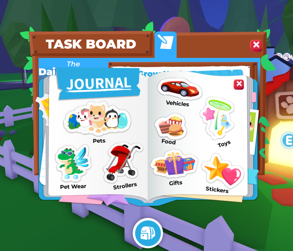 Adopt Me daily task board