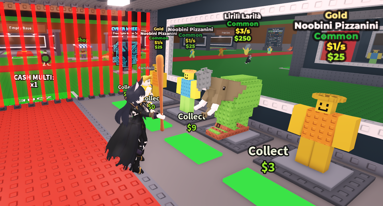 Steal a Brainrot base with brainrots on pedestals
